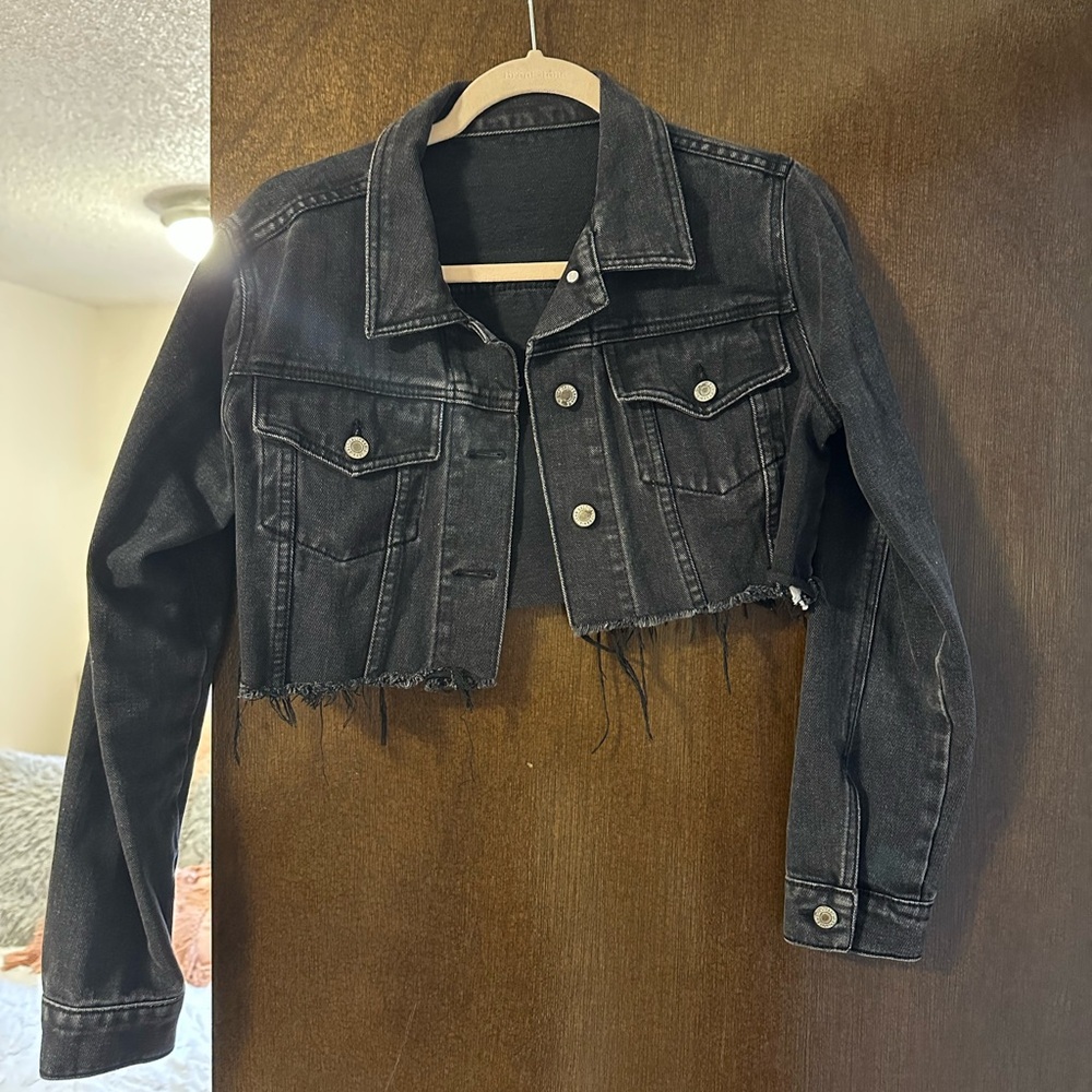 Brandy Melville Black Denim Cropped Jacket